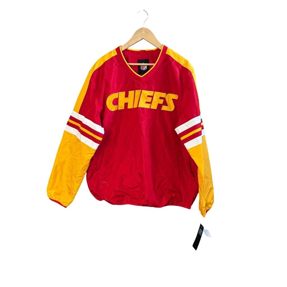 NEW with tags NFL Chiefs Red & Yellow Pullover Windbreaker Jacket L